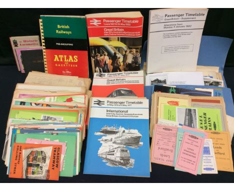 Collection of train (steam and diesel) ephemera i.e time tables, tickets, maps and information all mid 20th Century inc two 1