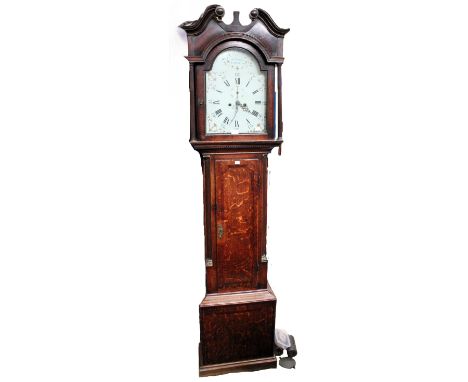 A George III 8 day longcase clock by William Thompson of Wolverhampton, arched painted dial with Roman and Arabic numerals, s