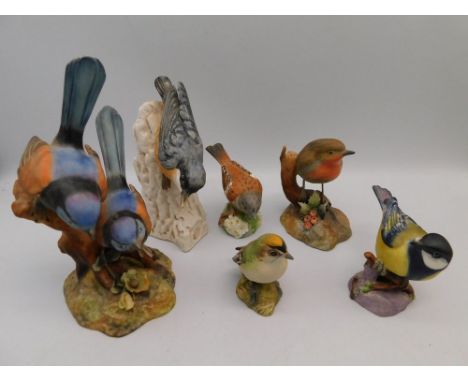 6 matt glazed bird models , all in good condition , to include Crown Derby x 2 , Royal Worcester x 2 , Beswick &amp; Goebel.