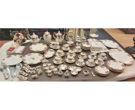 Royal Albert: a large quantity of 'Old Country Roses' including coffee, tea and dinner wares, clock, trinkets etc. Six place 
