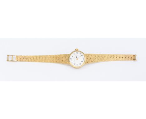 Zenith- a ladies vintage 9ct gold wristwatch, with round  silvered dial, Arabic markers, case approx 20mm, to a 9ct gold fanc