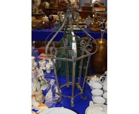Hexagonal copper framed lantern