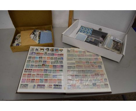 Mixed Lot: various first day covers, postcards, stock book of world stamps, plus various loose