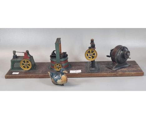 A group of tin plate machinery and generator items (which would have been driven by a stationery engine), together with a Dyn