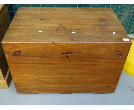 19th century mahogany campaign style trunk with metal carrying handles.  (B.P. 21% + VAT) 