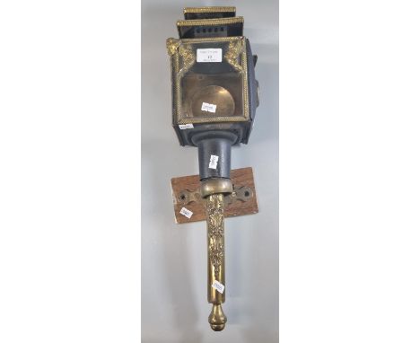 Vintage brass and metal carriage lamp decorated with gilded angels and mythical dragons.(B.P. 21% + VAT) 