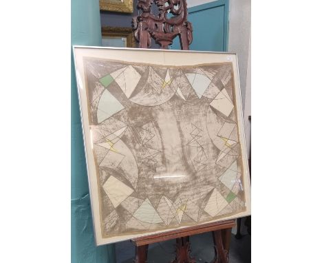 Barbara Hepworth (British, 1903-1975), 'Landscape Sculpture', Asher Scarf design, screen print on silk, signed and titled wit