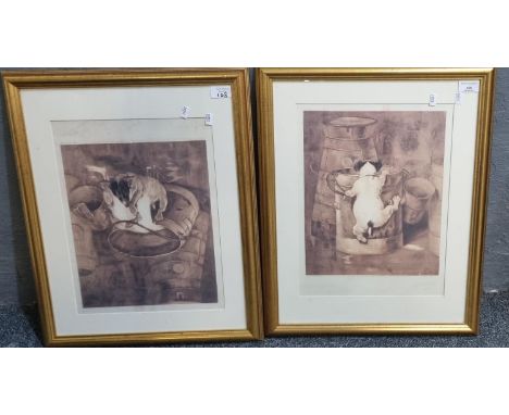 After Stanley Berkley, coloured print from the engraving, signed in pencil by the artist and the engraver, a pair, studies of