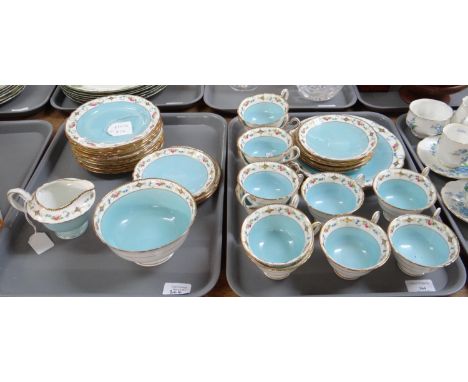 Shelley 'Forget-me-not' tea set to include: twelve cups and saucers, milk jug & sugar bowl, twelve side plates and two shallo