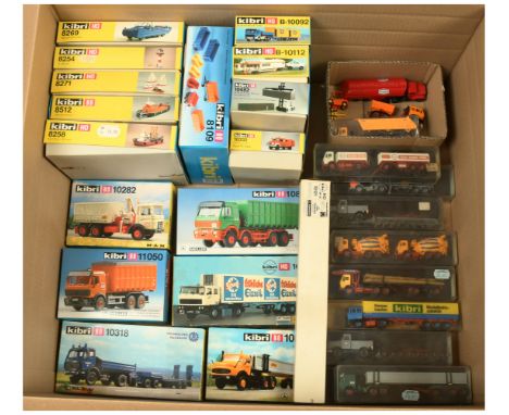 Kibri HO Group of Mixed vehicle kits &amp; vehicles. To include 8258 Fishing Trawler, 8512 Boat, 10482 Container Fork Lift Tr
