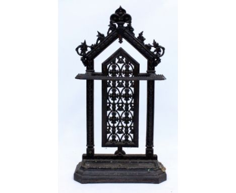 A VICTORIAN COALBROOKDALE STYLE CAST IRON STICK STAND 50cm wide x 20cm deep x 100cm high 