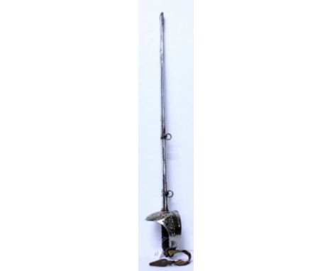 A BRITISH INFANTRY OFFICER'S PATTERN SWORD  with a ray skin grip, the blade 81.5cm in length and having a steel scabbard 