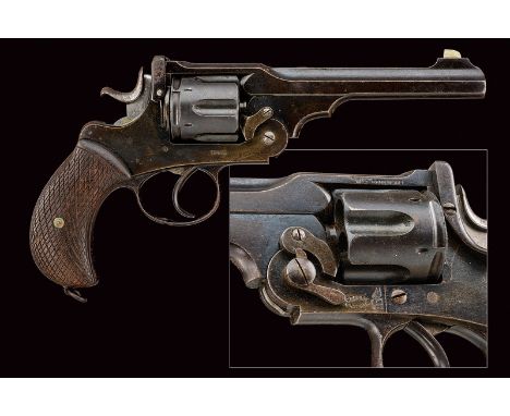 dating: 1875-1890 provenance: England Octagonal, rifled barrel, with foresight and rib, with caliber mark "455/476". Grooved,