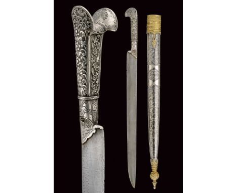 dating: circa 1800 provenance: Montenegro Straight, mechanical damask, single-edged blade with polka dot decorations at the b