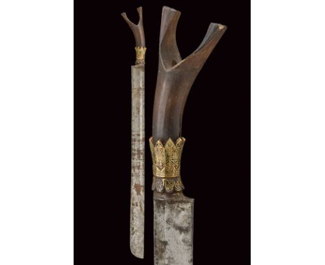 dating: third quarter of the 19th Century provenance: Sumatra Straight, single-edged blade, the tip curved toward the back (s
