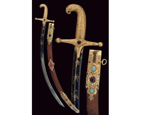 dating: 19th Century provenance: Hungary Curved, single-and false-edged blade with wide fuller, the first part engraved and g