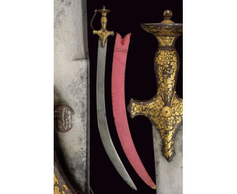 dating: 18th Century provenance: India Massive, wide, curved, single -and false-edged damask blade, slightly widened in the c