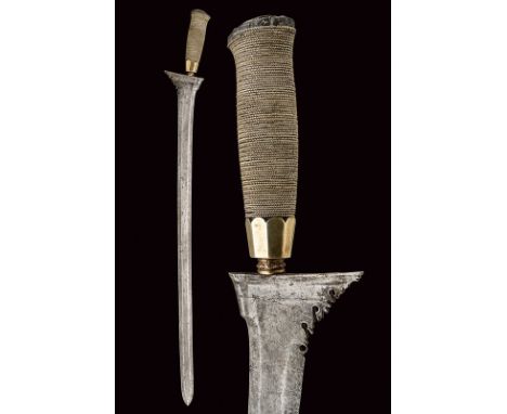 dating: late 19th Century provenance: Indonesia Long, straight, double-edged blade of hexagonal section, enlarged at the base