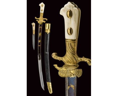 dating: early 19th Century provenance: Germany Curved, single-and false-edged blade with a wide fuller, the first part engrav