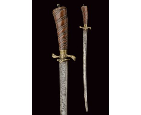 dating: late 18th Century provenance: Germany Curved, single -and false-edged blade, with fuller, a thin groove near the back