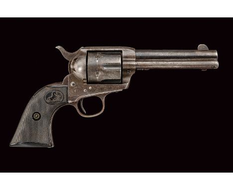 dating: 1875-1890 provenance: USA Round, rifled, 4-3/4" barrel, provided with lateral extractor, marked in two lines "COLT'S 