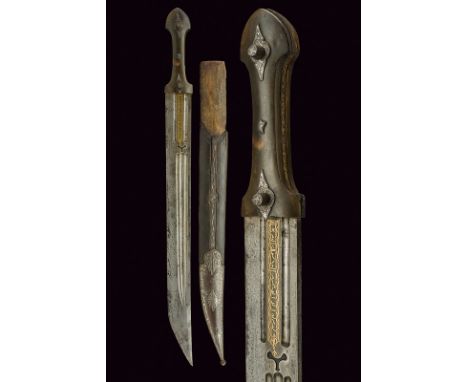 dating: 19th Century provenance: Caucasia Strong, almost straight, single -and short false-edged blade, with triple fuller on