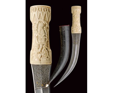 dating: 19th Century provenance: Indopersia Curved, double-edged, damask blade, raised at the centre, the tip slightly streng