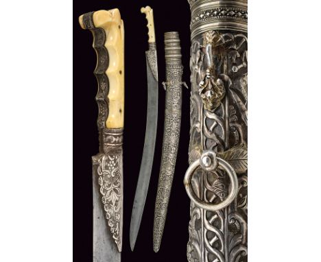 dating: mid-19th Century provenance: Turkey Wide, curved, single-edged blade with Arabic stamp near the forte, the first part