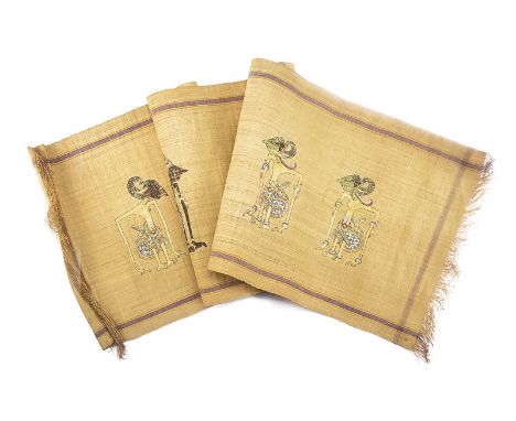 dating: 19th Century provenance: Indonesia Made on vegetable-fiber cloth. Featuring typical figures painted in polychromy, so