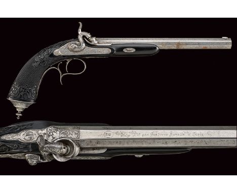 dating: mid-19th Century provenance: Paris Octagonal, rifled, 12 mm cal. barrel, signed "F.ni per Gastinne Renette Ã Paris" a