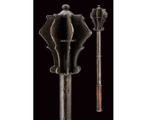 dating: third quarter of the 16th Century provenance: Germany Iron head with eight flanges having three humps, held together 