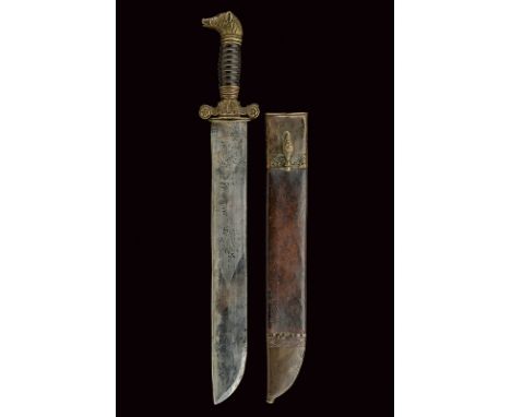 dating: mid-19th Century provenance: Italy Straight, single-edged blade, the back curved at the tip, half of the length engra