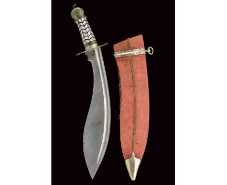 dating: circa 1900 provenance: Nepal Wide, curved, single-edged blade with a fuller near the back, narrowed at the base; smal