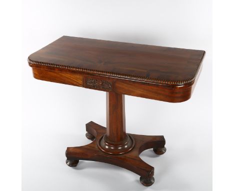 19th century Gillows style Goncalo Alves fold over card table, on shaped platform base, length 91cmGood clean condition, a re