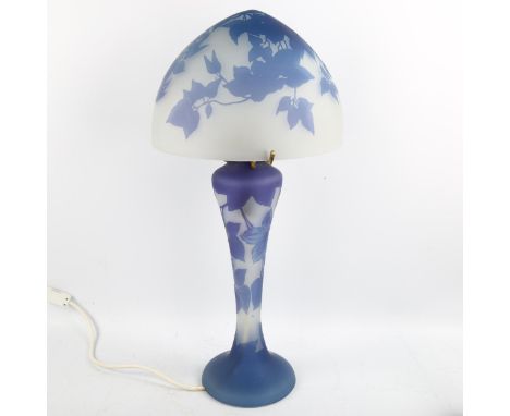 Czechoslovakian cameo glass table lamp and shade in the style of Galle, height 60cmGood condition, no chips or cracks, modern