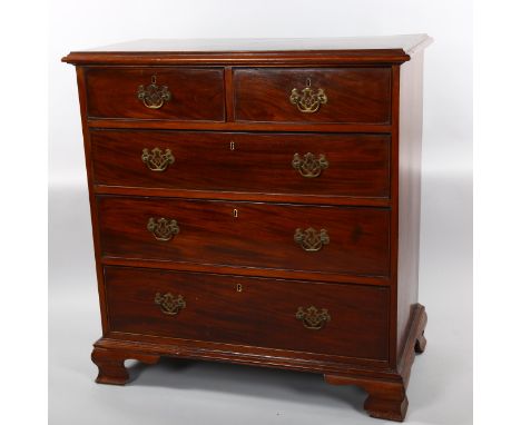 George III mahogany chest of drawers, with brass drop handles and ogee bracket feet, width 97cm, depth 52cm, height 103cmNo d