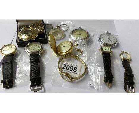 10 assorted pocket and wrist watches including Mount Royal, Rotary, Fero Feldmann, Limit, Ingersol, Sekonda etc.,