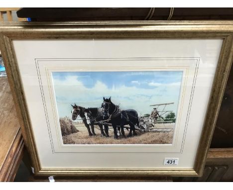 A framed and glazed print of Mr G Widdowson birding with Daisy, Prince and Beth.