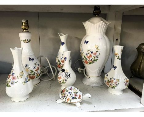 A quantity of Aynsley china including 2 lamp bases, vases etc.