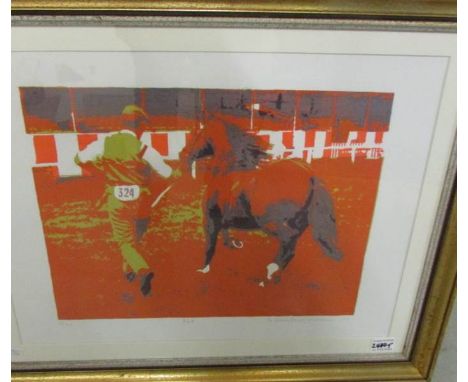 A Mary Beresford Williams (B.1931) Cornish school limited edition screen print, 16/20, equestrian scene entitled '324', penci