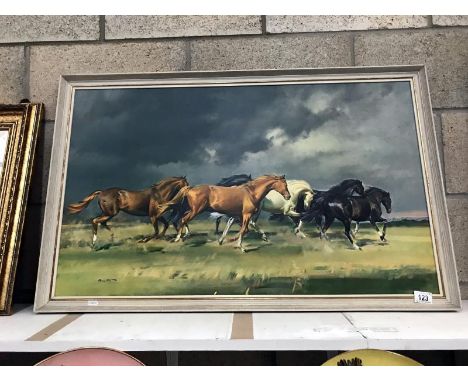 A print of horses.