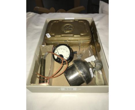 A Rolls Royce spanner, air military volt meter, gun smoker, French carriage bed warmer and other interesting items