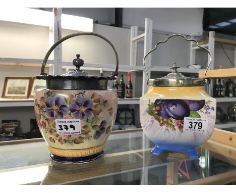 2 vintage biscuit barrels.