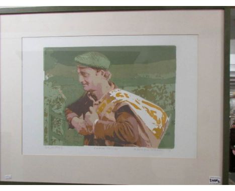 A Mary Beresford Williams (B.1931) Cornish school limited edition artist's proof screen print entitled 'Radnor Farmer', signe