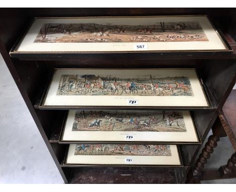 A set of 4 framed and glazed hunting prints.