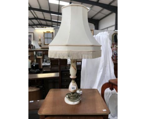 A marble table lamp.