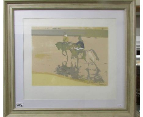A Mary Beresford Williams (B.1931) Cornish school limited edition photo transparent screen print entitled 'Riders on the Shor