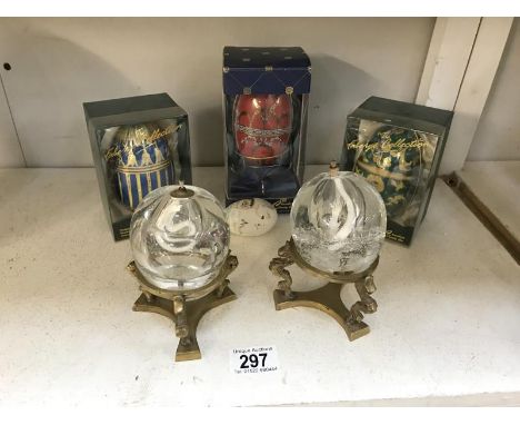 A quantity of Faberge style egg shaped trinket pots etc.