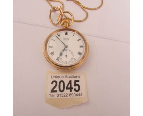 A gold plated presentation pocket watch awarded by British Rail to R J Davies for 45 years service.