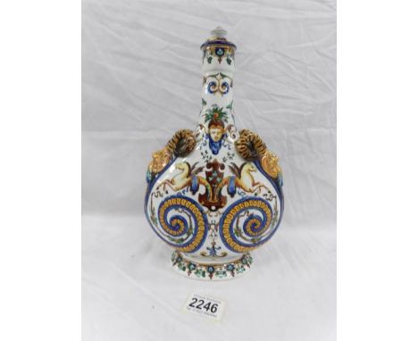 A 19th century had painted flask.